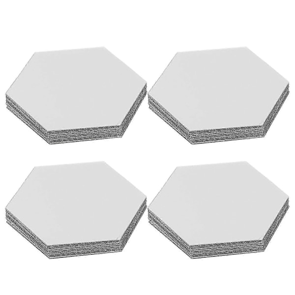 4 Sarjan Peili Seinätarra Akryyli Hex Irrotettava Sisustustarra Tausta Kodin Koristelu 12,6 cm Hopea