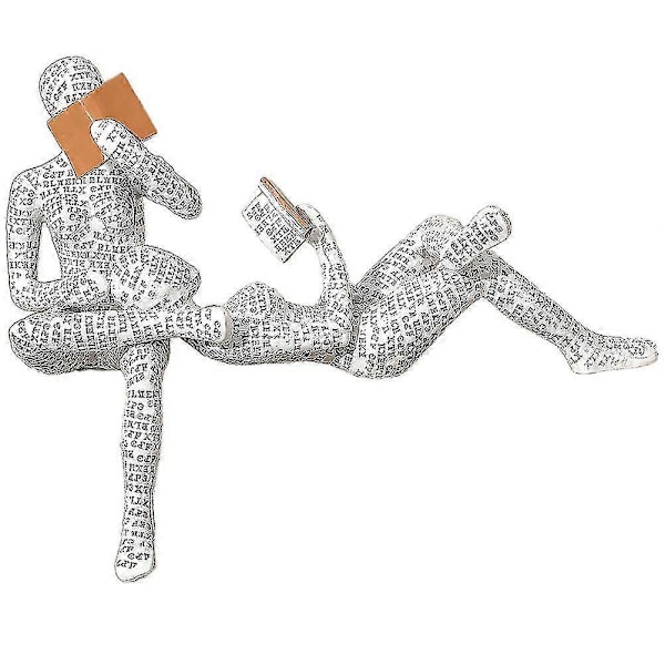 1 Set Läsande Figur Läsande Figur Ornament Figur Skulptur Resin Läsare Figur