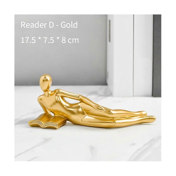 Gull Dekor Lesestatue Hjemmedekorasjoner Gull Aksent Hjemmeinnredning for Stue Resin Abstrakt Re