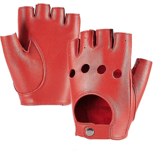 Kvinnors Fingerless Läder Körhandskar Mjukt fårskinn Half Finger Cykling