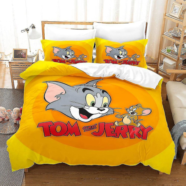 Tom And Jerry Orange Barn Vuxen Sängkläder Cover Cover Enkel Doubleking Style 9 260*230three-piece