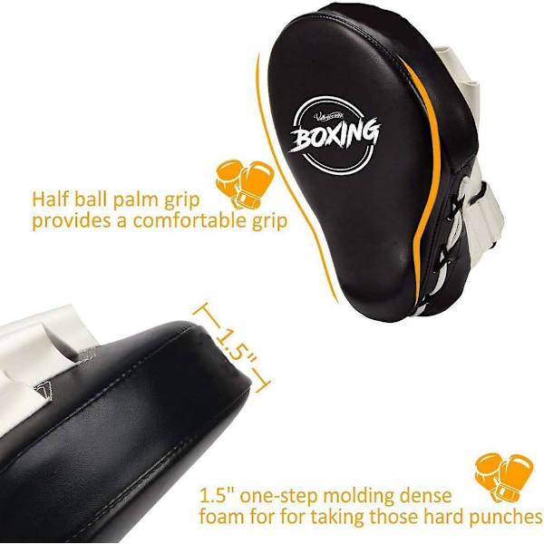 Boxning Curved Focus Punching Mitts- Läderträningshandkuddar, idealisk för Karate, Muay Thai Kick, Sparring, Dojo, Kampsport
