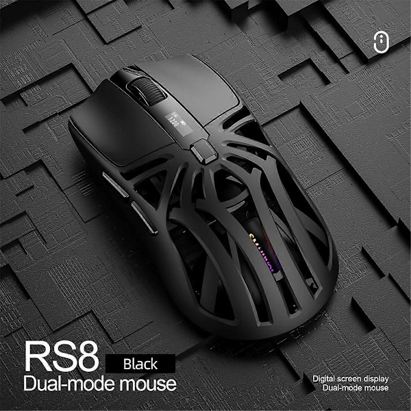 SMAILWOLF RS8 Bluetooth Mus, 10000dpi, Tre-tilstandsforbindelse, Makro Gaming Mus til PC Notebook L