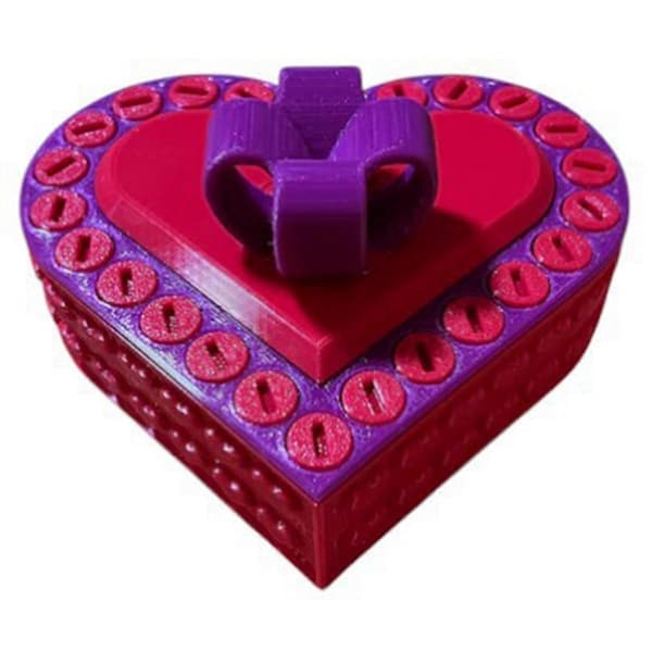 3D-printad hjärtformad presentask Alla hjärtans dag-present Bröllopsförvaringslåda Ring Halsband Presentask