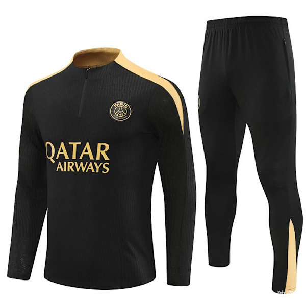 24-25 Paris Ny Fotboll Vuxen Långärmad Halv Pull Träningsoverall Kostym Spelare Version 24-25 Paris Black Gold [Player]] L