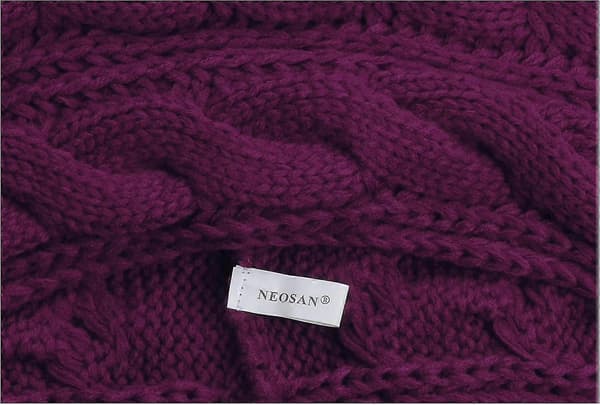 Dame Tyk Ribstrikket Vinter Infinity Circle Loop Halstørklæde Premium Twist Purple Red Grape
