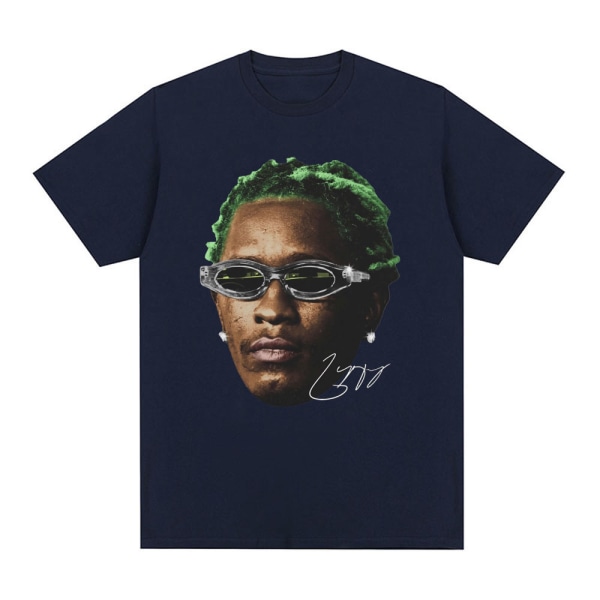 Rapper Young Thug Grafisk T-shirt Herr Kvinnor Mode Hip Hop Vintage T-shirt Blue XS