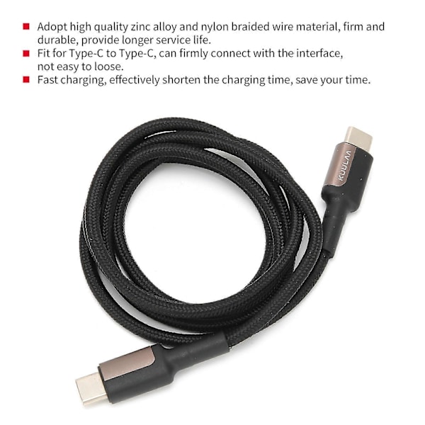 KUULAA Hurtiglading Sink Legering TypeC til TypeC Nylon Flettet Ledning Mobiltelefon Datakabel (2m)