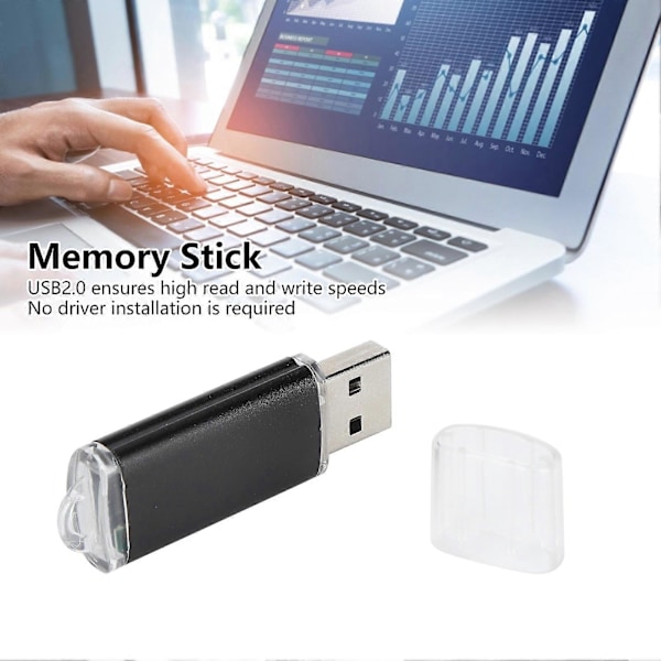 USB-minne Transparent Kåpa Svart Portabel Lagring Minnessticka för PC Tablet 4GB