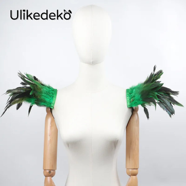 Gotisk fjädersjal rycker på axlarna Bolero fjäder axelomslag Cape Bröllopsfest Halloween Cosplay Rave Carnival Lyx fjädervingar colorful