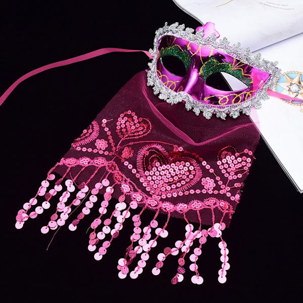 Kostym slöja mask sexig dam bal diamant venetiansk mask bröllop Rose