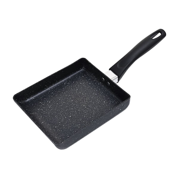 Mini Stekpanna Svart Hushåll Bärbar Japansk Stil Ägg Stekpanna Rektangulär Mini Omelettpanna 13x18cm