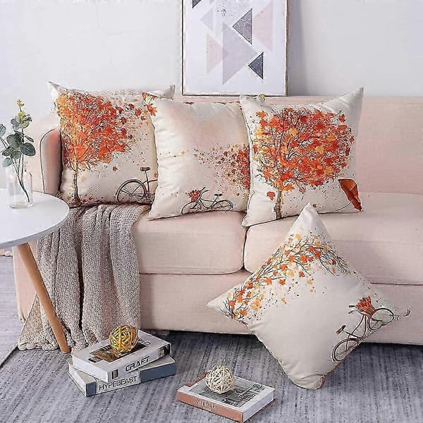 Höst Kuddfodral 45*45cm för Höstdekoration Set om 4 Höstskörd