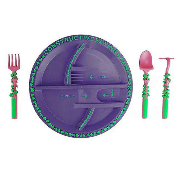 Constructiveeating Hagefe Plate & Bestikk Barnes Bordbrikker 3-delt Servise & Tallerken Sett -(ws)