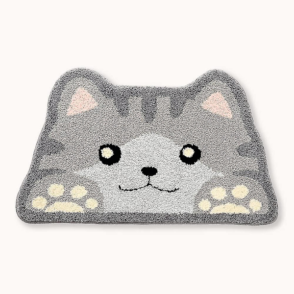 Tflycq 17,7" X 29,5" Hund Söt Badmatta Badrumsmatta Badmatta Halkfri mjuk duschmatta Plysch mikrofiber Vattenabsorberande Tjock Shaggy Golvmatta, Machi Cat