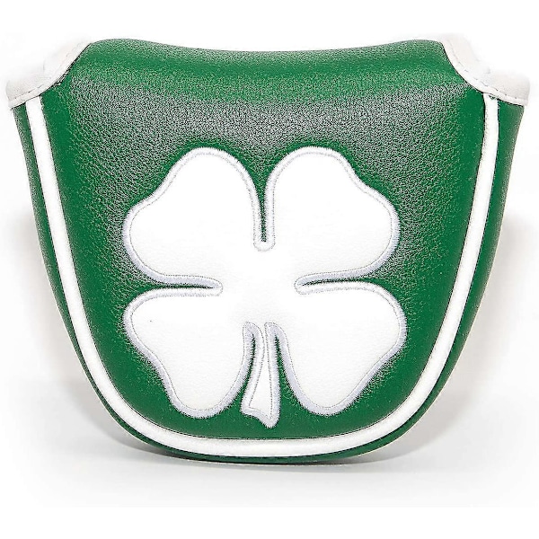 Golf Green Vit Shamrock Golf Headcover Huvudskydd Magnetisk Mallet Putter Klubbskydd