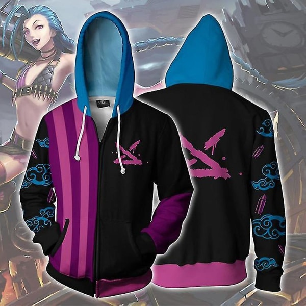 Snabb leverans Unisex Anime 3d- print med huva Streetwear Cosplay Costume Legends League Huvjacka för män kvinnor L