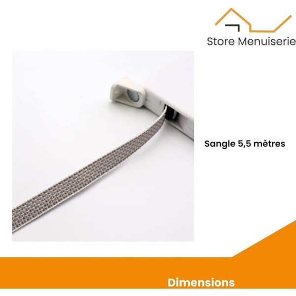 Manuell rulleskoddevinder – 5,5m x 14mm stropp – Hvit PVC-kasse – Rask skruemontering – 180-graders rotasjon