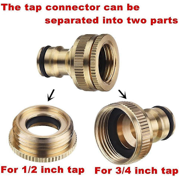 3/4\" & 1/2\" BSP 2 in 1 Metallinen Messinki Ulkokäyttöön Puutarhaletkun Hanaliitin Kierteitetty Hanasovitin 2 kpl