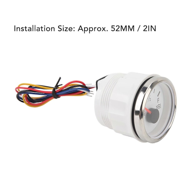 52MM Vandstandsmåler E 1/2 F Farverig Baggrundsbelysning 240 til 33 ohm til RV Yacht Båd DC9 til 32V Hvid Skive med Sølv Cover