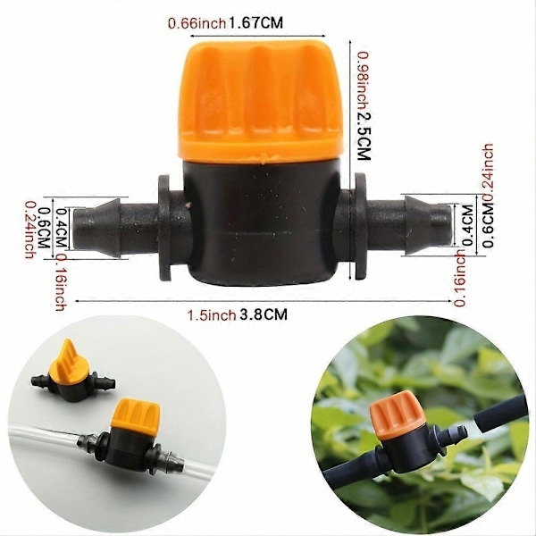 20/50/100 stk. 1/4\" Rør Mini Ventil Slange Kontroller Barb Adapter Landbrug Mikro Drypvanding Vandingssystem Fittings