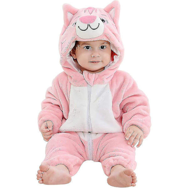 Unisex baby Vinter Höst Flanell Huva Romper Cosplay Jumpsuit Hög kvalitet Cat 13 18 Months