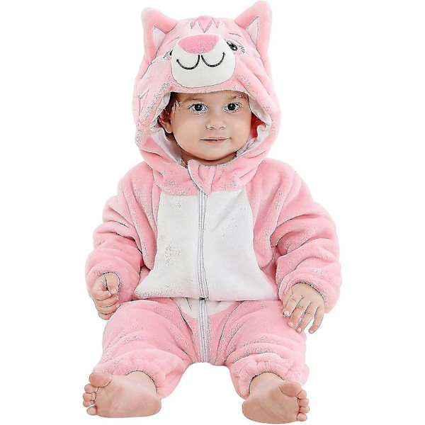 Unisex baby Vinter Höst Flanell Huva Romper Cosplay Jumpsuit Hög kvalitet Cat 2 5 Months