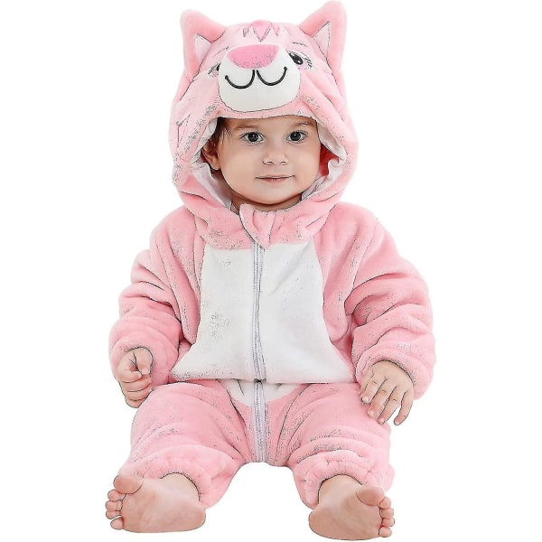 Unisex baby Vinter Höst Flanell Huva Romper Cosplay Jumpsuit Hög kvalitet Cat 6 12 Months