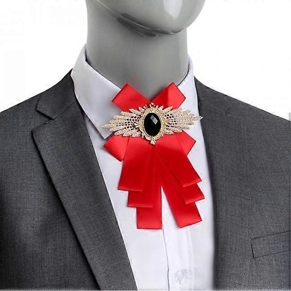 Sløyfe med bånd for menn og kvinner, mote rhinestone-bånd, ensfarget brosjesløyfe for bryllupsfester