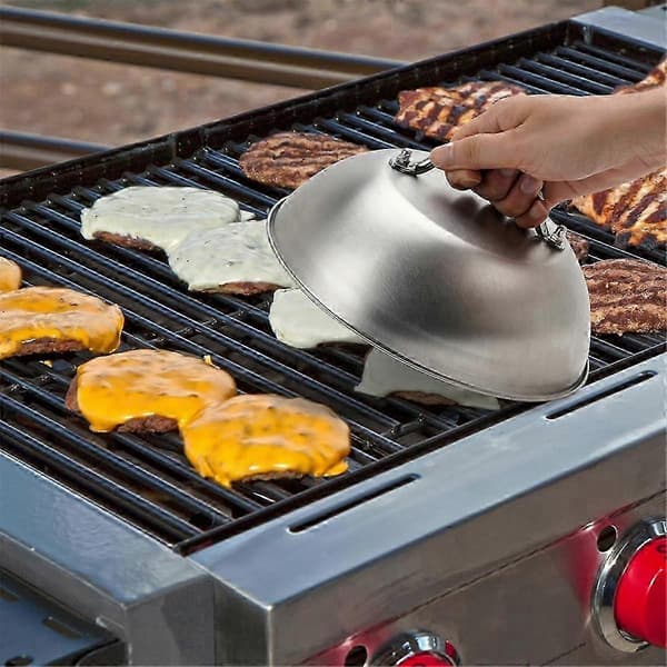 Grilltilbehør Kraftig 9 tommer Bred Smashed Burger Smeltende Ostehætte i Rustfrit Stål
