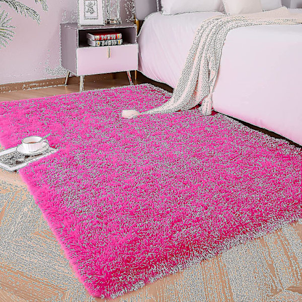 Knfe Soft Fluffy Area Mattor För Sovrum Barnrum Plysch Shaggy Nursery Matta Furry Throw Mattor För Pojkar Gi-4 * 5,2 Feet-hot Pink