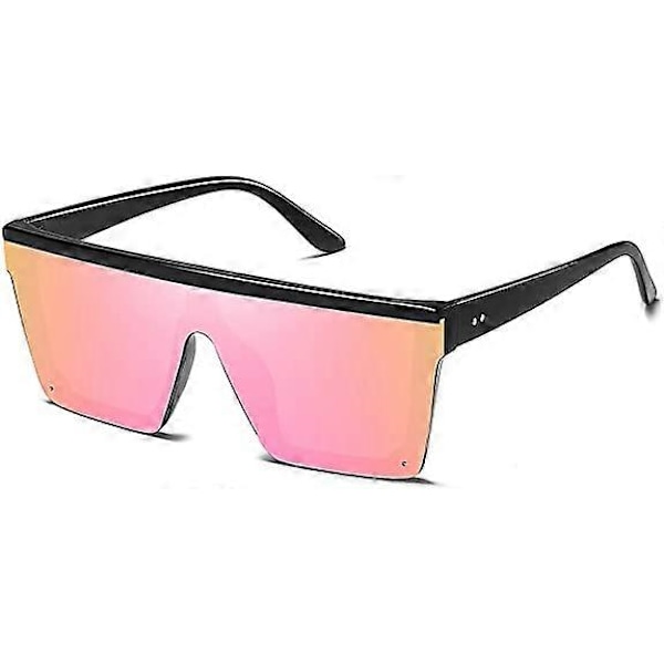 Överdimensionerade fyrkantiga solglasögon för kvinnor och män, mode Siamese Lens Style Flat Top Shield Shades