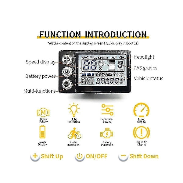 24v 36v 48v 60v Vandtæt LCD Display S866 Controller Panel Dashboard Elcykel Display Kompatibel