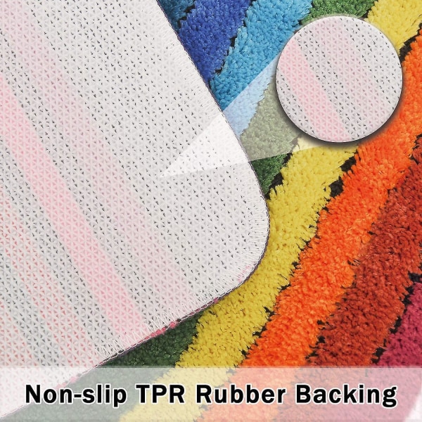 Tflycq Rainbow Färgglad Badrumsmatta 19 X 27 tum Aqua Mjuk Mikrofiber Plysch Vattenabsorberande Tjock Badmatta Maskintvättbar Halkfri Dörr Matta Rect