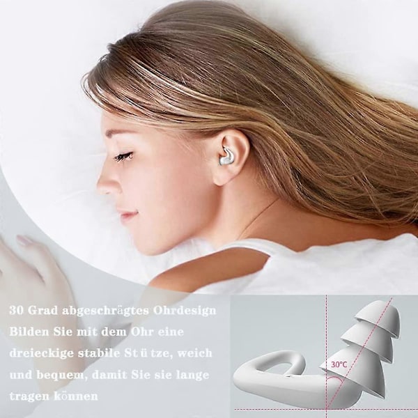 Öronproppar för sömn, 2 par 30db-40db brusreducerande öronproppar, bekväma återanvändbara silikon öronproppar för brusreducering, för sidosovare, mot snarkning