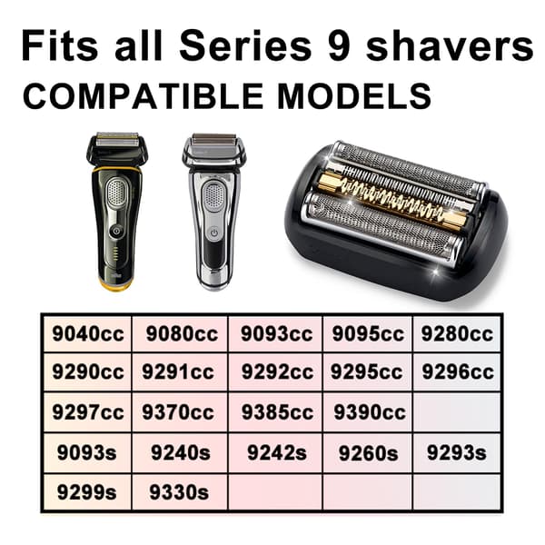 90B 92B Barberhoveder til Braun Series 9 Elektriske Shavere (Sort)