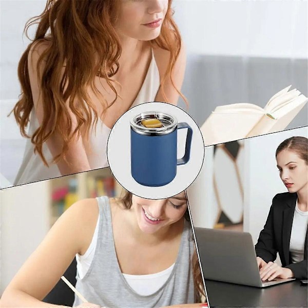 Rostfri stål mugg med handtag 450ml Dubbelväggiga rostfria stål muggar Moderna isolerade koppar Metall C