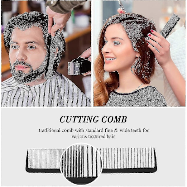 Herrfrisör Kam Set Avsmalnande Hårklippning Platt Topp Klippare Plattop Barberology Kam Värmebeständig Fiber Kam För Män Kvinnor (2st, Svart)