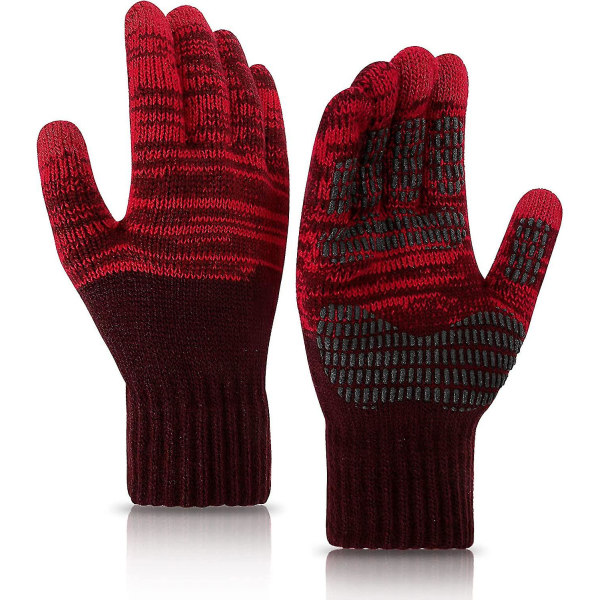Vinterstickade handskar kvinnor män pekskärmshandskar Varma thermal handskar Sport M