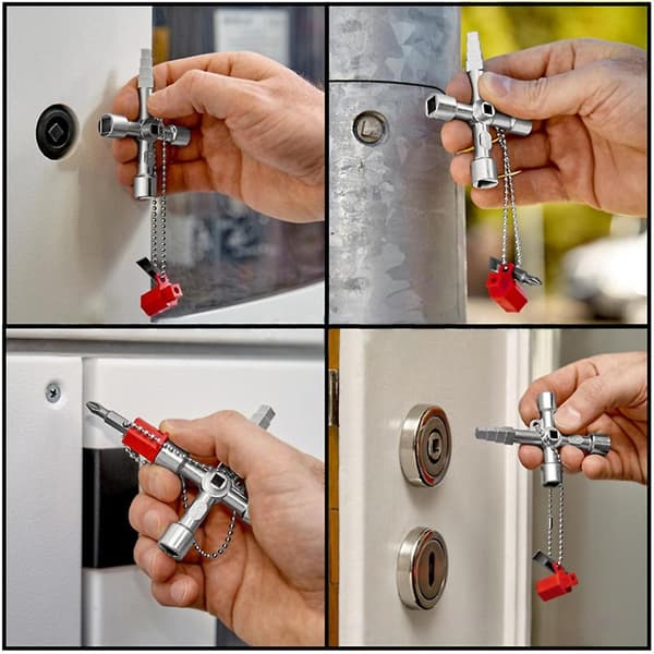4-vejs Nøgle Kryds Universal Firkantnøgle Værktøj til Elevator Elektriker