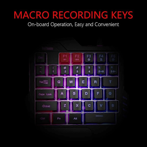 Enhånds Gaming Tastatur - RGB Baggrundsbelyst 35 Taster Bærbart Mini Gaming Keypad - Ergonomisk Spilcontroller Computer Desktop PC Mac Gamer
