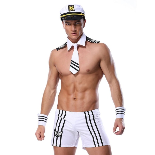 Julklädd kostym Kläder-herr marinen polisdräkt med cap Sexig sjömanscosplay rollspelsdräkter Karneval Marinblå uniformshorts med cap