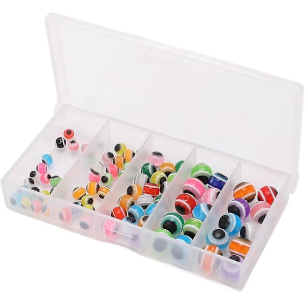 100 stk. Fiskeperler Hard Resin Fiskeøye Designet Hard Resin Fiskeøye Designet med Oppbevaringsboks Flyteballer Stopper for Fiskeredskap