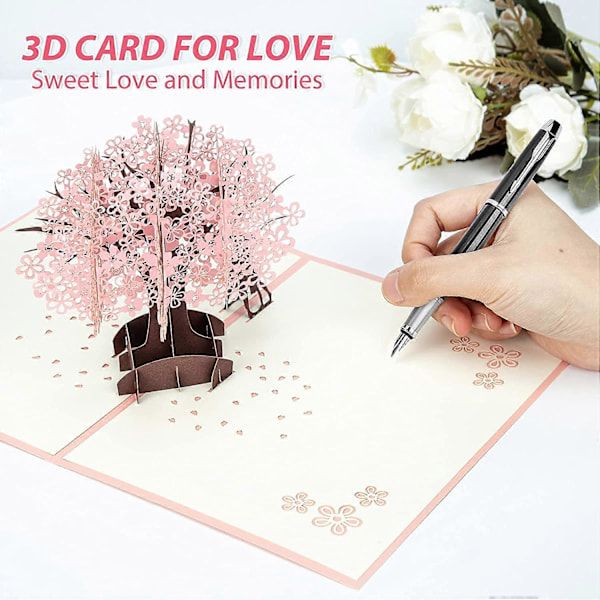 3D-kort Pop Up-kort Bröllopsdag Gratulationskort Romantiskt Par Sakura Trädform