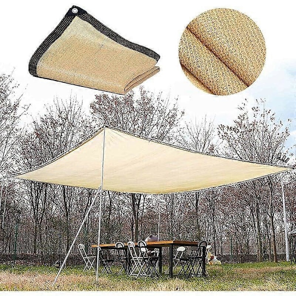 Skuggväv Beige Rektangulär Solsegel 90% UV-beständig Andningsbar och Tålig Skuggväv för Växthus Pergola Trädgård Pool 2mx3m (6.5x9.8ft) Cus
