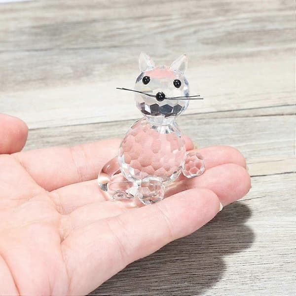 SBSG Krystal Samlerobjekt Stående Kat Figur Miniature Glas Jule Samlerobjekt