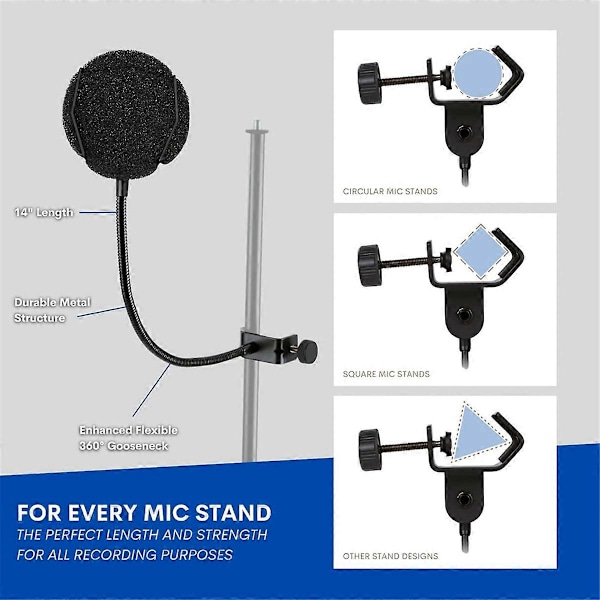 Højkvalitets Mikrofon Pop Filter Metal Pop Filter Skærm Vindskærm Pop Filter til USB Mikrofon