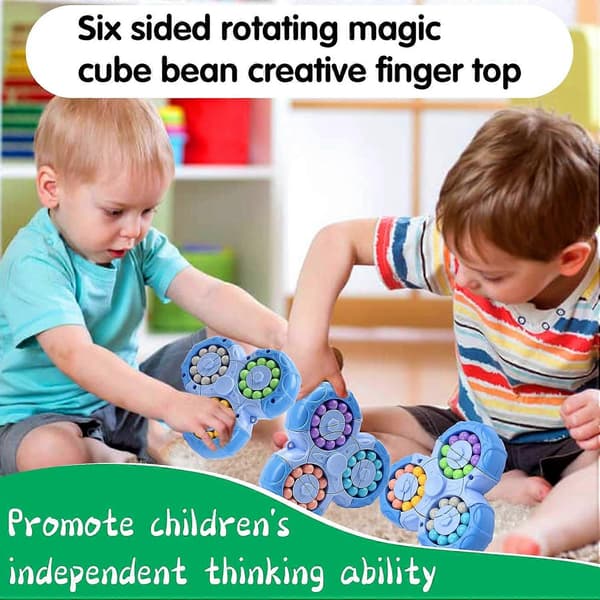 Fidget Spinner Cube, Roterende Legetøj, Håndholdt, Stressaflastning (3 Hoveder: Blå)