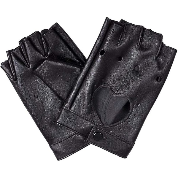 Punk Fingerless Danshandske för kvinnor, Jazz Style Glove, Pu Läder