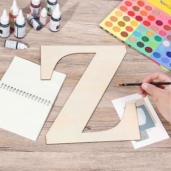 Opolerad Träprydnad DIY Minimalistisk Dekorativ 26 Bokstäver Alfabet Block Heminredning